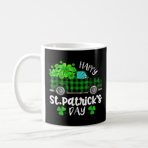 Happy St Patricks Day 2024 Truck Buffalo Plaid   Coffee Mug