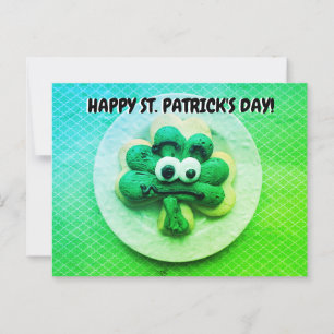 Happy St. Patrick's Day 4 Leaf Clover Cookie Postcard