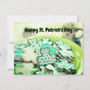 Happy St. Patrick's Day 4 Leaf Clover Cookies Postcard