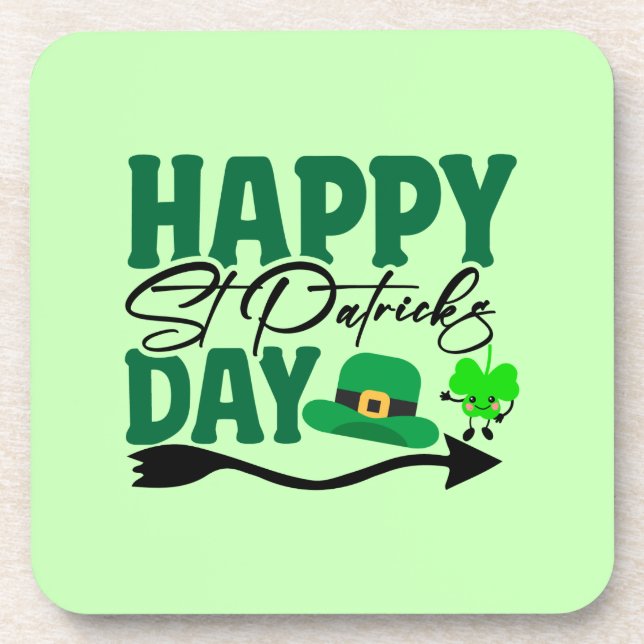 Happy St. Patrick's Day-66592 Beverage Coaster (Front)