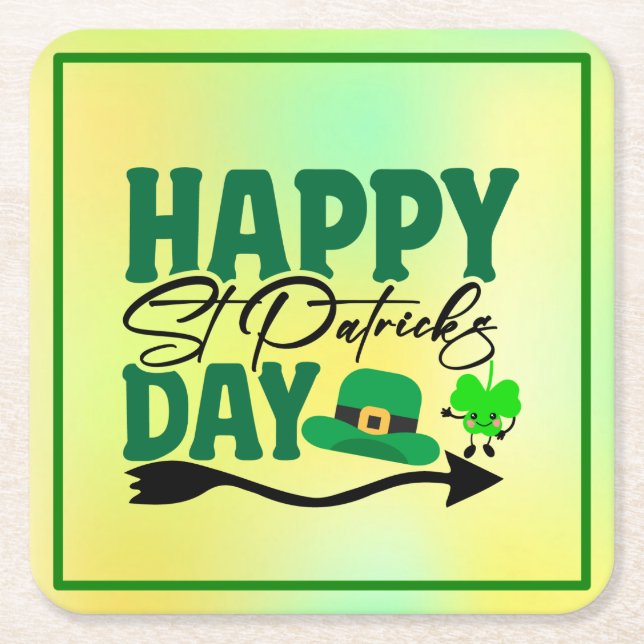 Happy St. Patrick's Day-66592 Square Paper Coaster (Front)