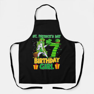 Happy St Patricks Day 7Th Birthday Unicorn Dabbing Apron