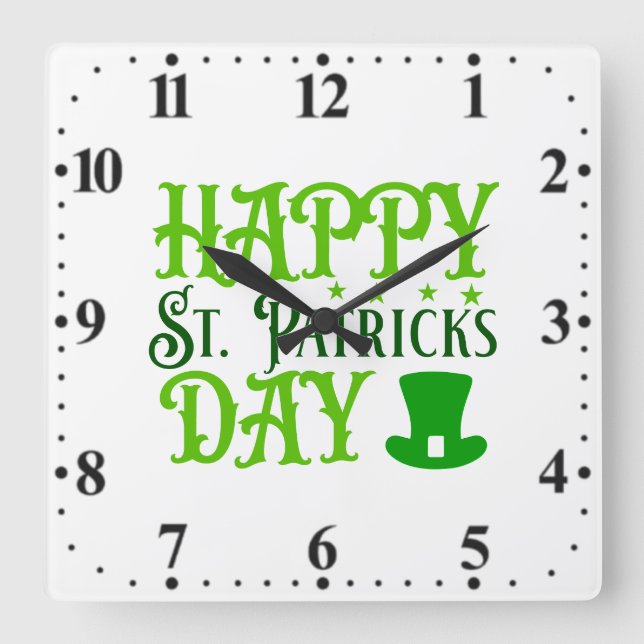 Happy St. Patrick's Day-88489 Square Wall Clock (Front)