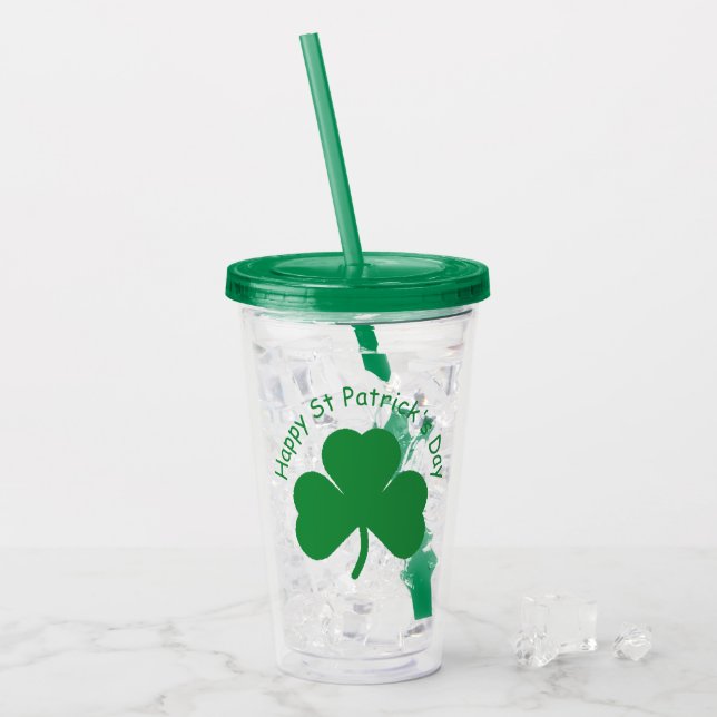 Happy St Patrick's Day Acrylic Tumbler (Front Ice)