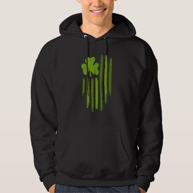 Happy St Patricks Day American Flag Usa Lucky Sham Hoodie (Front)