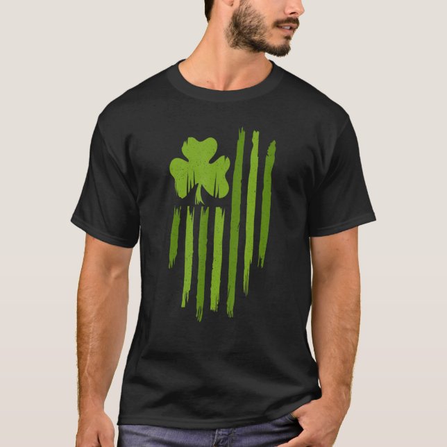Happy St Patricks Day American Flag Usa Lucky Sham T-Shirt (Front)