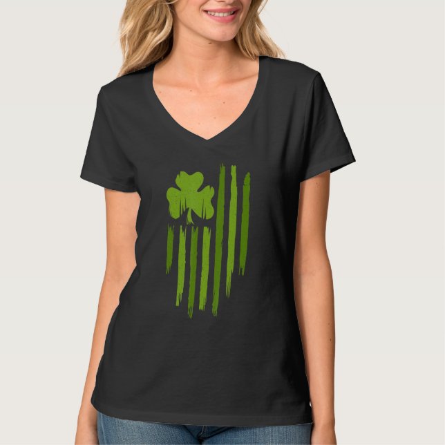 Happy St Patricks Day American Flag Usa Lucky Sham T-Shirt (Front)