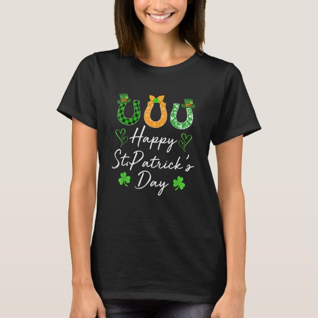 Happy St Patricks Day And Shamrock Classic Horse H T-Shirt (Front)