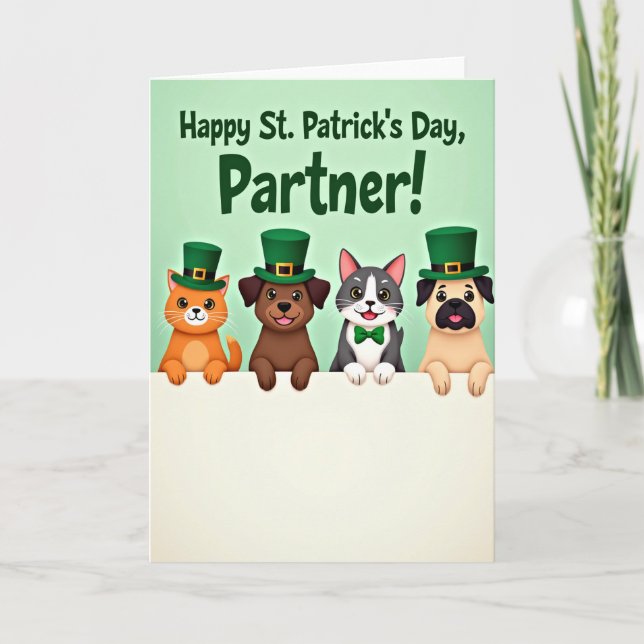 Happy St Patricks Day Animal Card (Front)