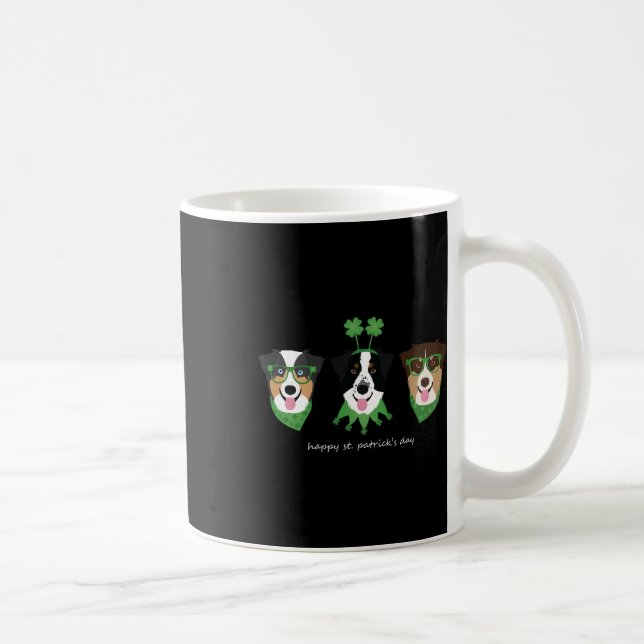 Happy St Patricks Day Australian Shepherd Dogs Cut Coffee Mug (Right)