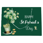 Happy St Patrick's Day Balloons and Shamrocks Large Gift Bag (Front)