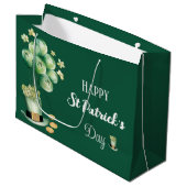 Happy St Patrick's Day Balloons and Shamrocks Large Gift Bag (Front Angled)