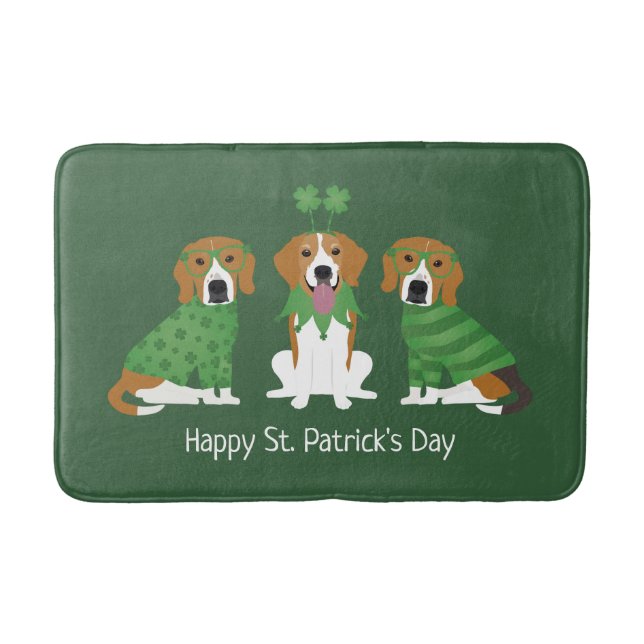 Happy St Patricks Day Beagle Dogs Bath Mat (Front)