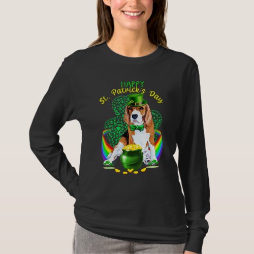 Happy St Patricks Day Beagles Leprechaun Hat Shamr T_Shirt