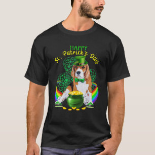 Happy St Patricks Day Beagles Leprechaun Hat Shamr T-Shirt