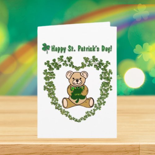 Happy St Patricks Day Bear Card