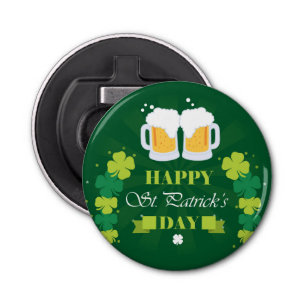 Happy St. Patricks Day Beer and Clovers Bottle Opener