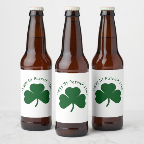 Happy St Patricks Day Beer Bottle Label