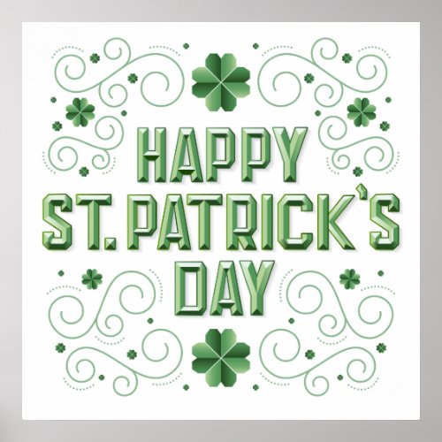 Happy St Patricks Day Beveled Poster 24x24