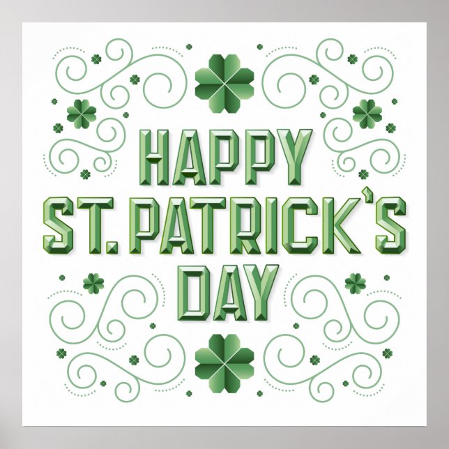 Happy St. Patrick's Day Beveled Poster 24x24 (Front)