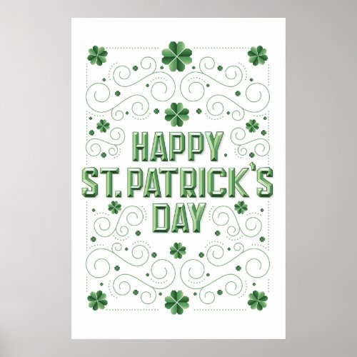 Happy St Patricks Day Beveled Poster 24x36