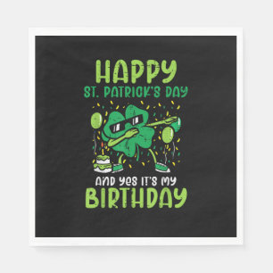 Happy St Patricks Day Birthday Shamrock Dab Bday P Napkins