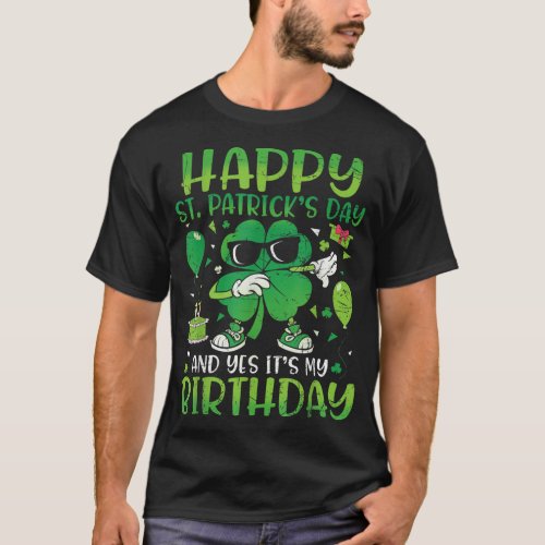 Happy St Patricks Day Birthday Shamrock Dab Bday  T_Shirt
