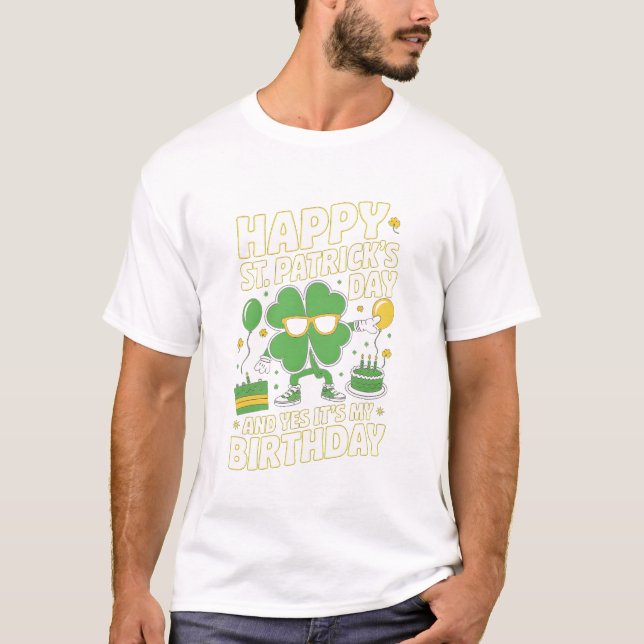 Happy St Patricks Day Birthday Shamrock Dab Bday T-Shirt (Front)