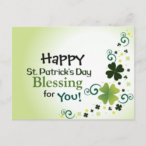 Happy St Patricks Day Blessing For You Postcard