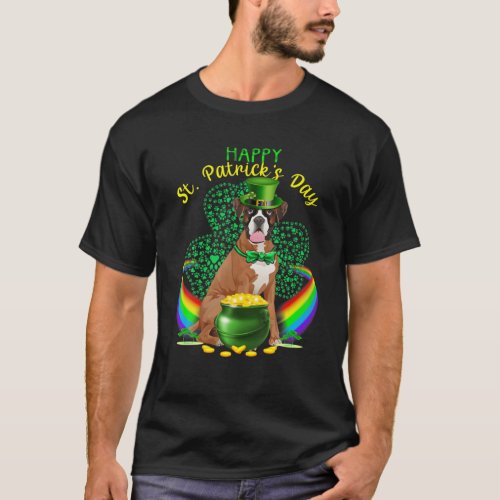 Happy St Patricks Day Boxer Dog Leprechaun Hat Sha T_Shirt