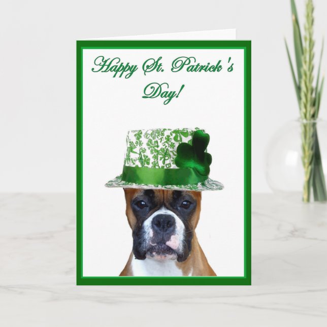 Happy St. Patrick's Day Boxer greeting card (Front)