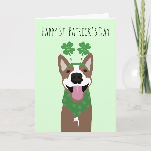Happy St Patricks Day Brown Dog Green Card (Front)