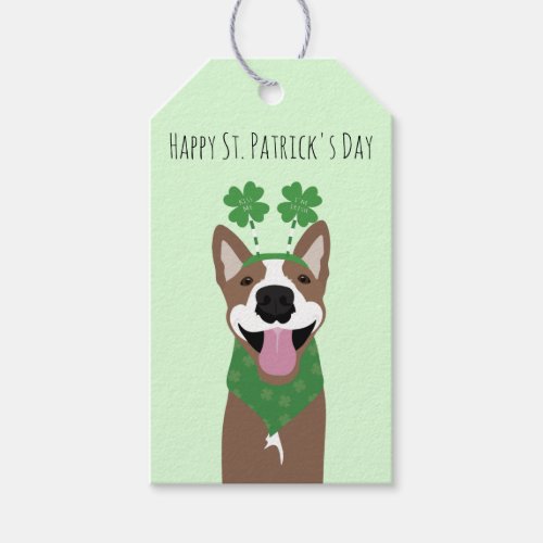 Happy St Patricks Day Brown Dog Green Gift Tags