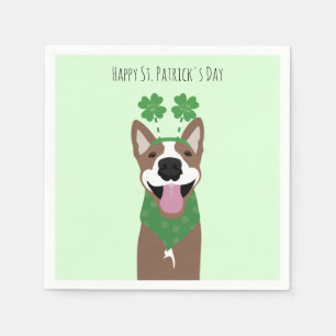 Happy St Patricks Day Brown Dog Green Napkins