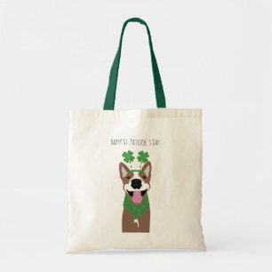 Happy St Patricks Day Brown Dog Green Tote Bag