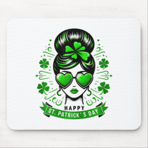 Happy St Patricks Day Bun Saint Paddys Girls Kids Mouse Pad