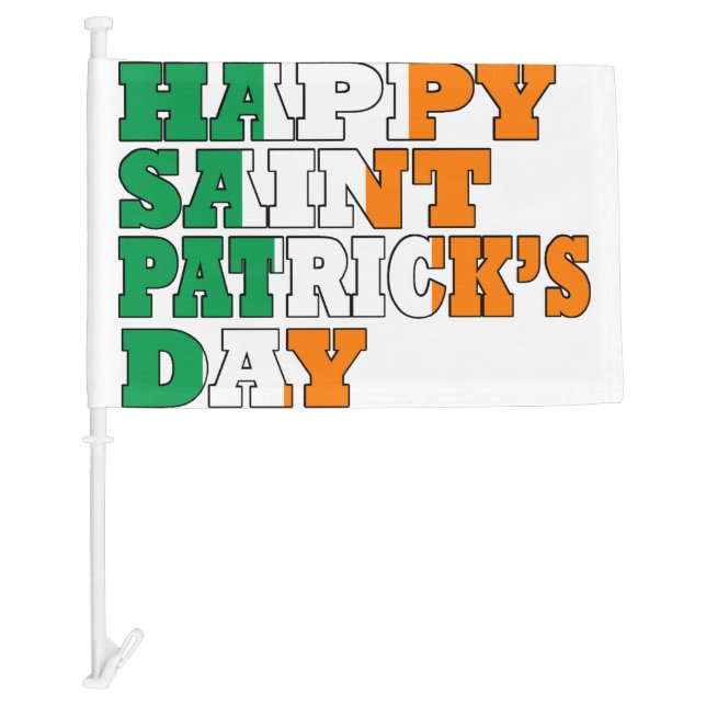 Happy St Patricks Day Car Flag (Front)