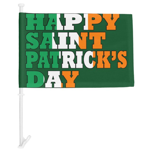 Happy St Patricks Day Car Flag (Front)