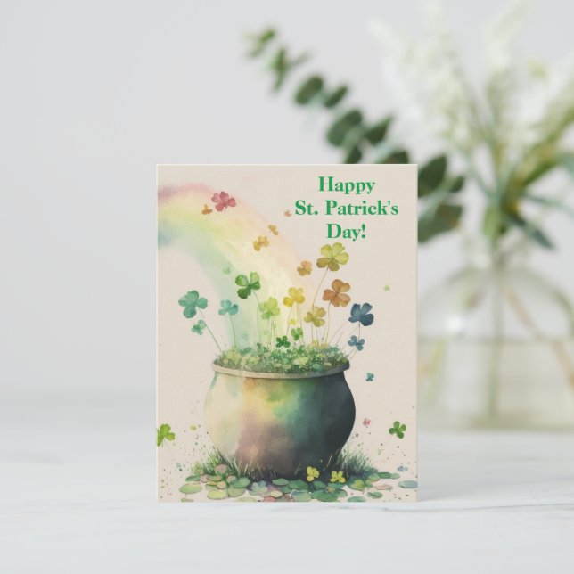 Happy St. Patrick's Day Card Pot of Gold (Standing Front)
