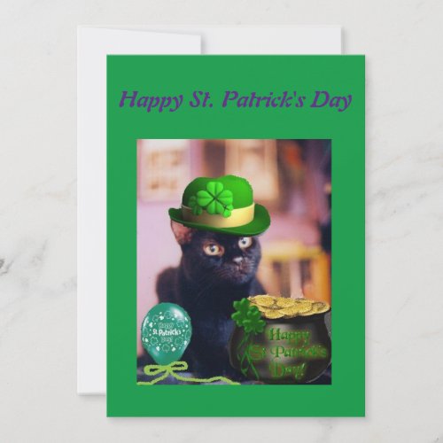 Happy St Patricks Day Card With Cat