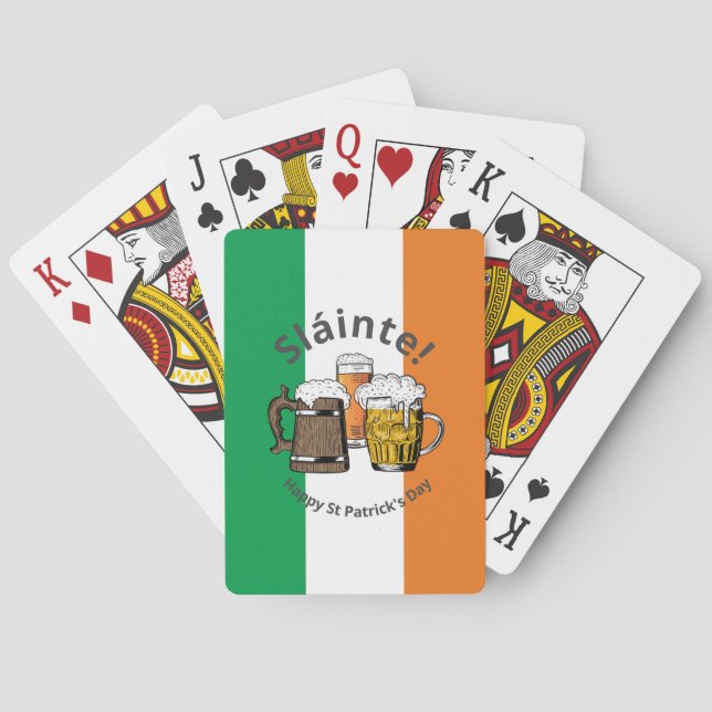 HAPPY ST PATRICK'S DAY Cartoon  Beers Sláinte! Poker Cards (Back)