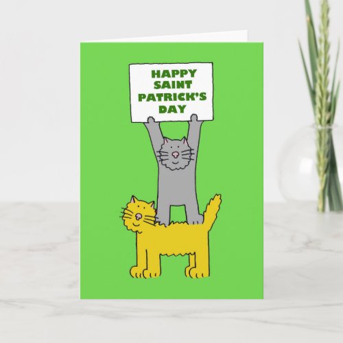 Happy St Patricks Day Cartoon Cats Card