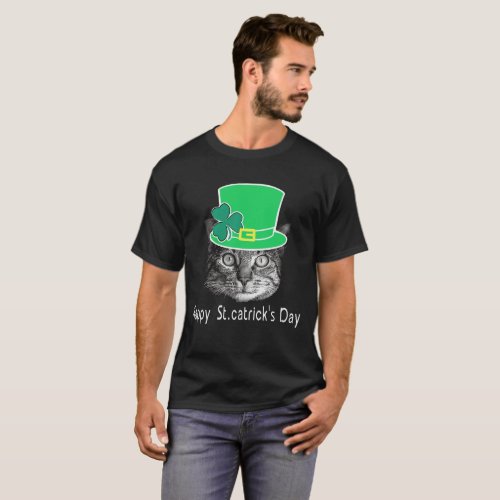 Happy St Patricks Day Cat Funny T_Shirt