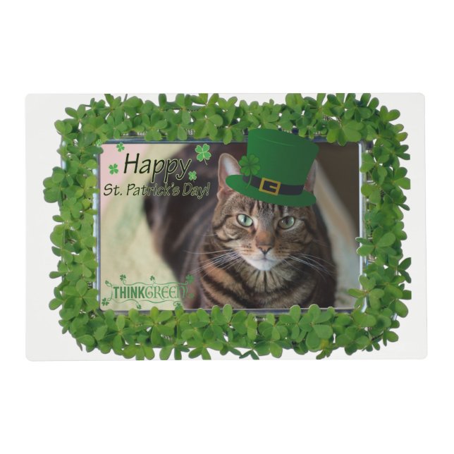 Happy St Patrick's Day Cat Placemat (Front)