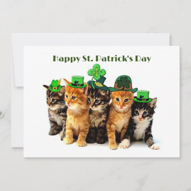 Happy St. Patrick's day cats invitation  (Front)