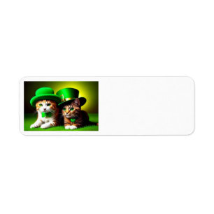 Happy St. Patrick's Day Cats Label