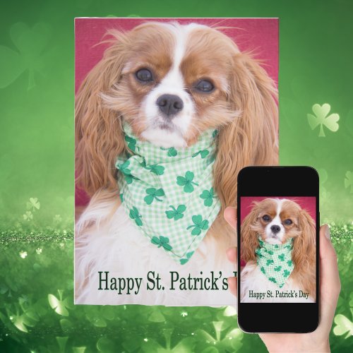 Happy St Patricks Day Cavalier King Charles Pup Card