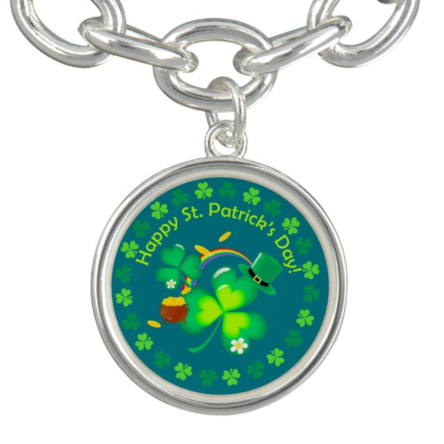 Happy St. Patrick's Day Charm Bracelet (Design)