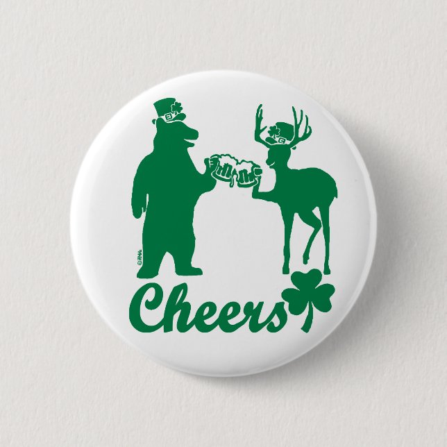Happy St Patricks Day Cheers! Pinback Button (Front)