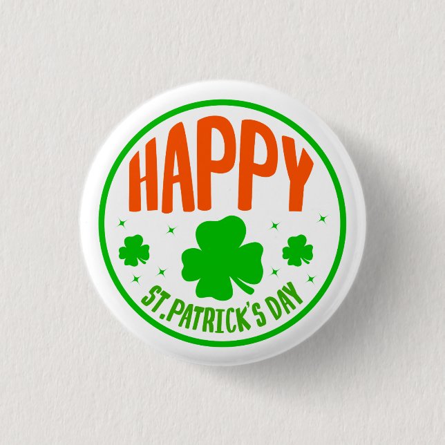Happy St. Patrick's Day Circle Design Button (Front)